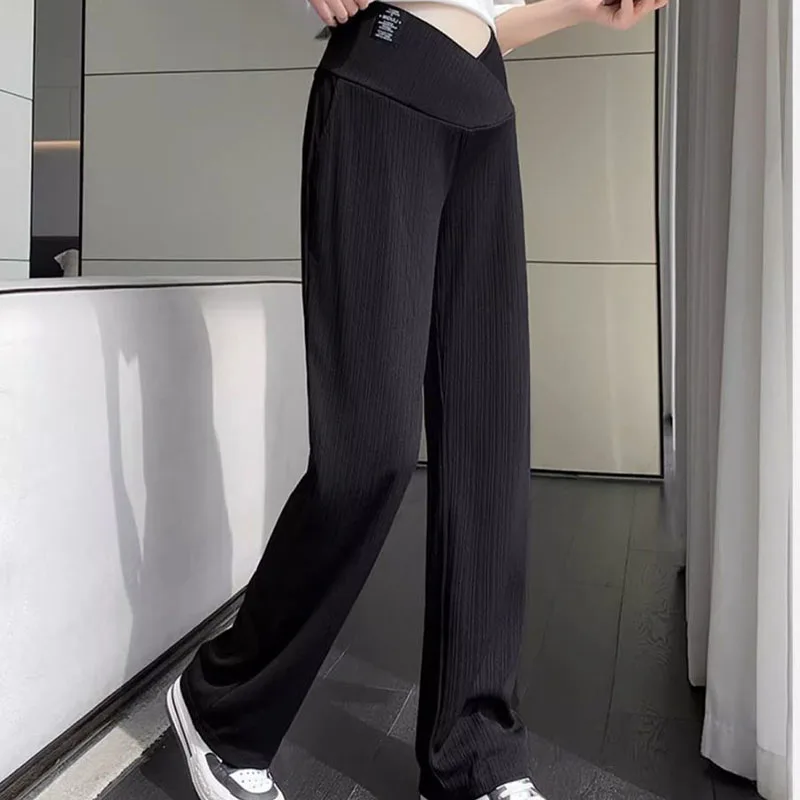 Pregnant Women Summer Thin Wide Leg Pants Loose Maternity Abdomen High Waist Trousers Pregnancy Full Length Belly Pants - Image 3
