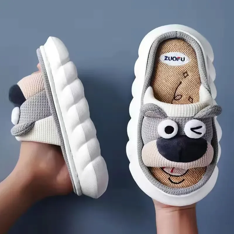 Mo Dou All Senson Designer Slippers Cute Cartoon Lovely Animals Bedroom Cotton Home Shoes Indoor Thick Sole Couples Men Women - Image 14
