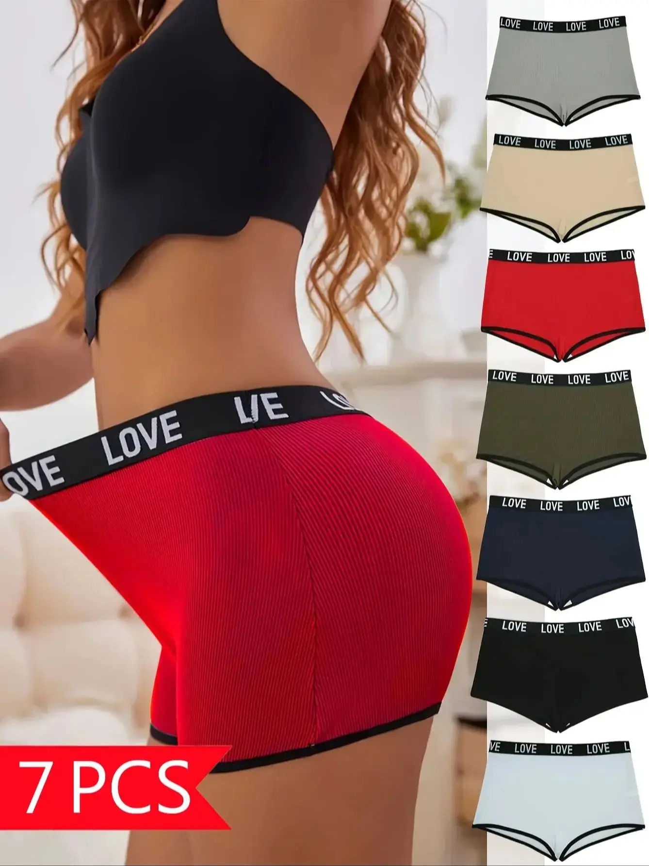 Random 7 pairs of mixed-color lettered waistband women's briefs are comfortable, casual, energetic, sporty and luxurious - Image 7