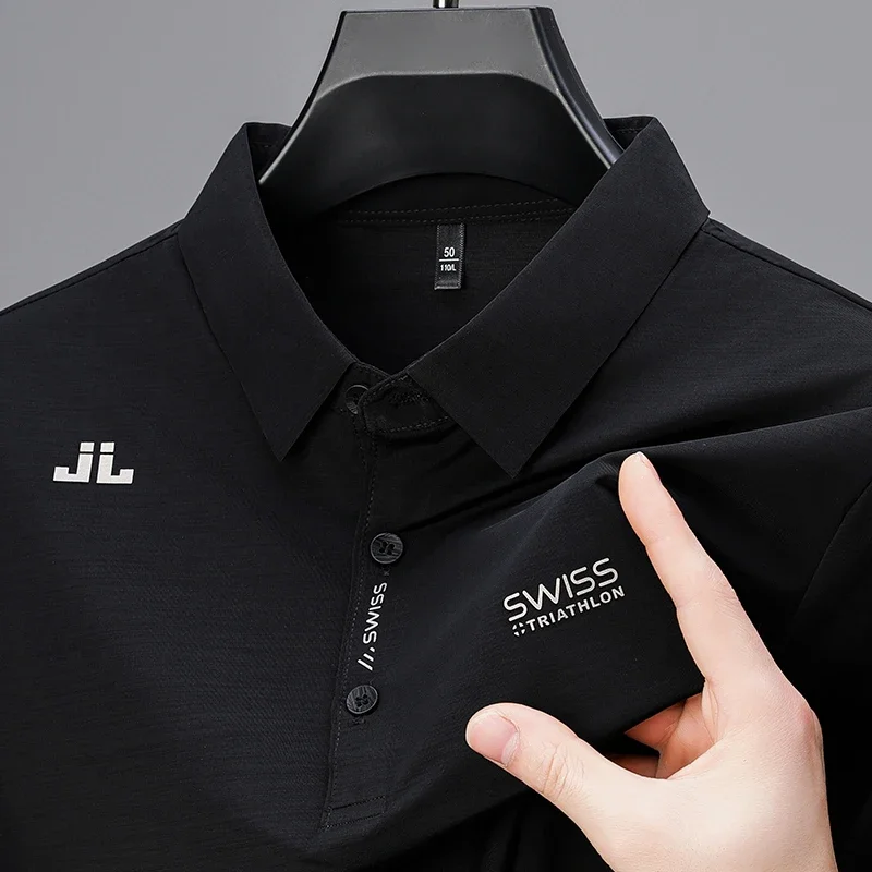 Men’s Business Casual Short-Sleeve Polo Shirt – Solid Color Breathable Fashion Top with Badge - Image 7