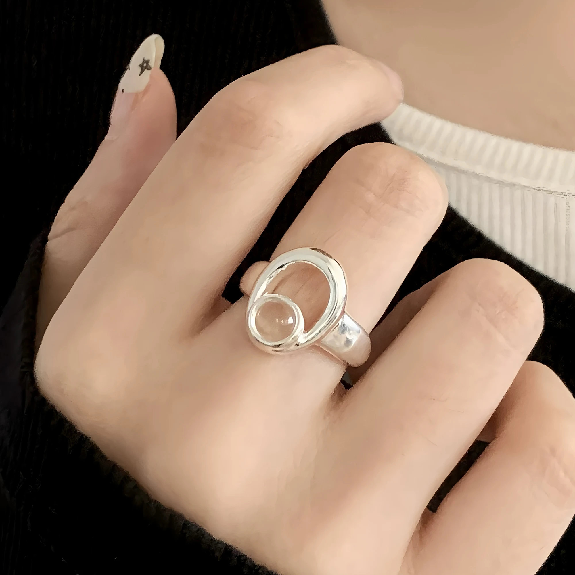 VENTFILLE 925 Sterling Silver Wave Ring – Adjustable Irregular Golden Stackable Band - Image 59