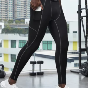 Elastic Comfort Men's Running Tights for All-Day Wear Seamless Compression Nylon Spandex Muscle Fit Gym Leggings Crossfit