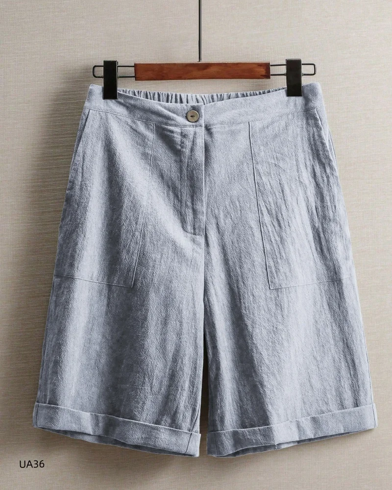 Women's High-Waisted Linen Shorts – Casual Multi-Color Gym & Sports Shorts - Image 7