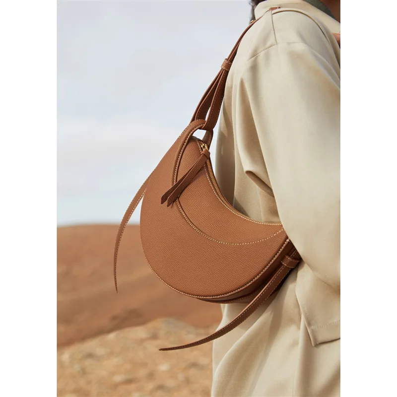 2026 Unique Design Genuine Leather Crescent Bag Premium Shoulder Crossbody Underarm Bag Light Luxury Work Handbag For Women - Image 9