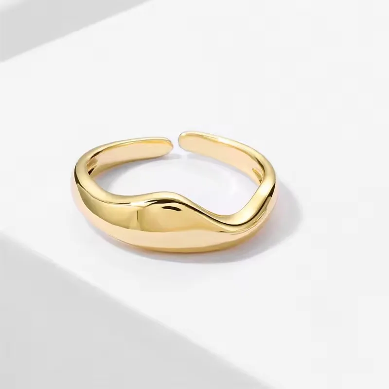 VENTFILLE 925 Sterling Silver Wave Ring – Adjustable Irregular Golden Stackable Band - Image 33