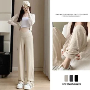 Pregnant Women Summer Thin Wide Leg Pants Loose Maternity Abdomen High Waist Trousers Pregnancy Full Length Belly Pants