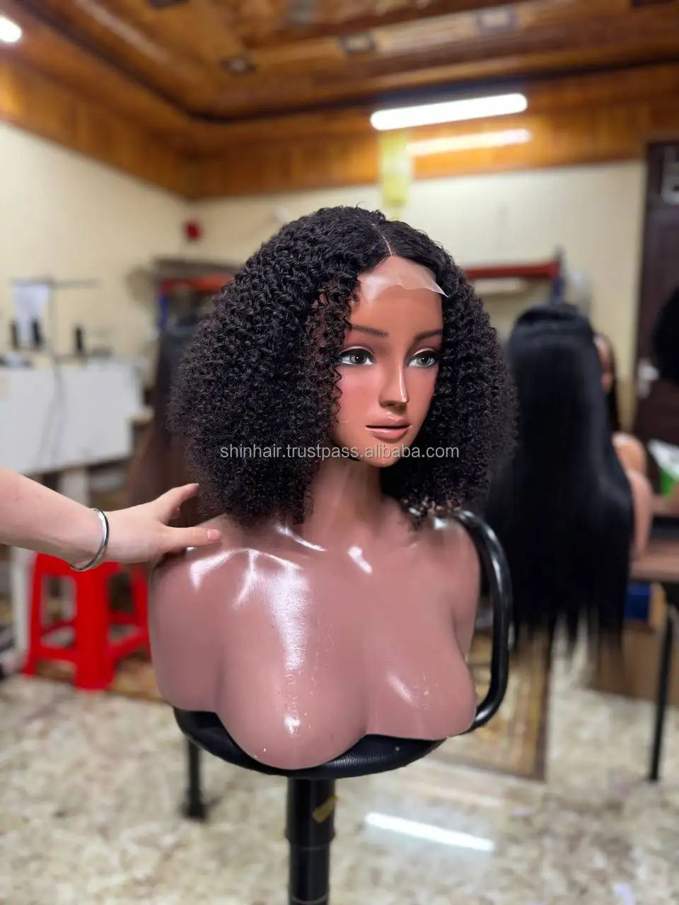 Wholesale Virgin Human Hair Kinky Curly Short Bob Wig – Transparent Lace & Aligned Cuticles - Image 3