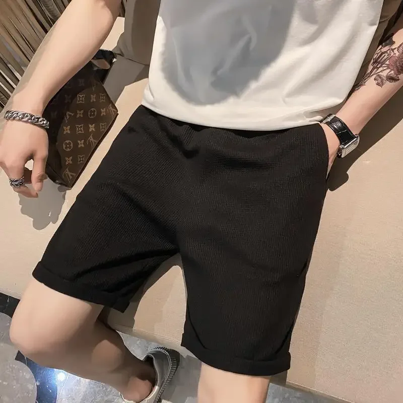 Shorts for Men Waffle Hiphop Black Man Short Pants with Pockets Dry Fit in Bulk Casual Korean Style New Pant 2025 Designer Y2k - Image 6