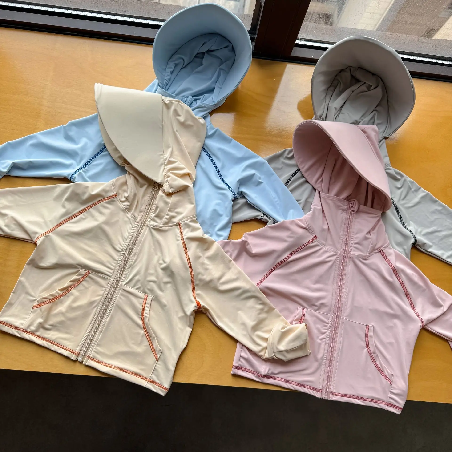 2026 New Summer Silky Soft Loose Hooded Coat for Kids Solid Color Zipper Jacket Children's Sunproof Quick-dry Hoodies Streetwear - Image 4
