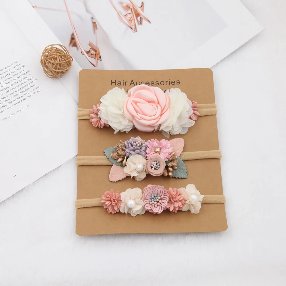 Baby Girl Headband Set Cute Baby Elastic Hair Band Flower Toddler Headbands Headwear Kids Accessories 3pcs/set - Image 6