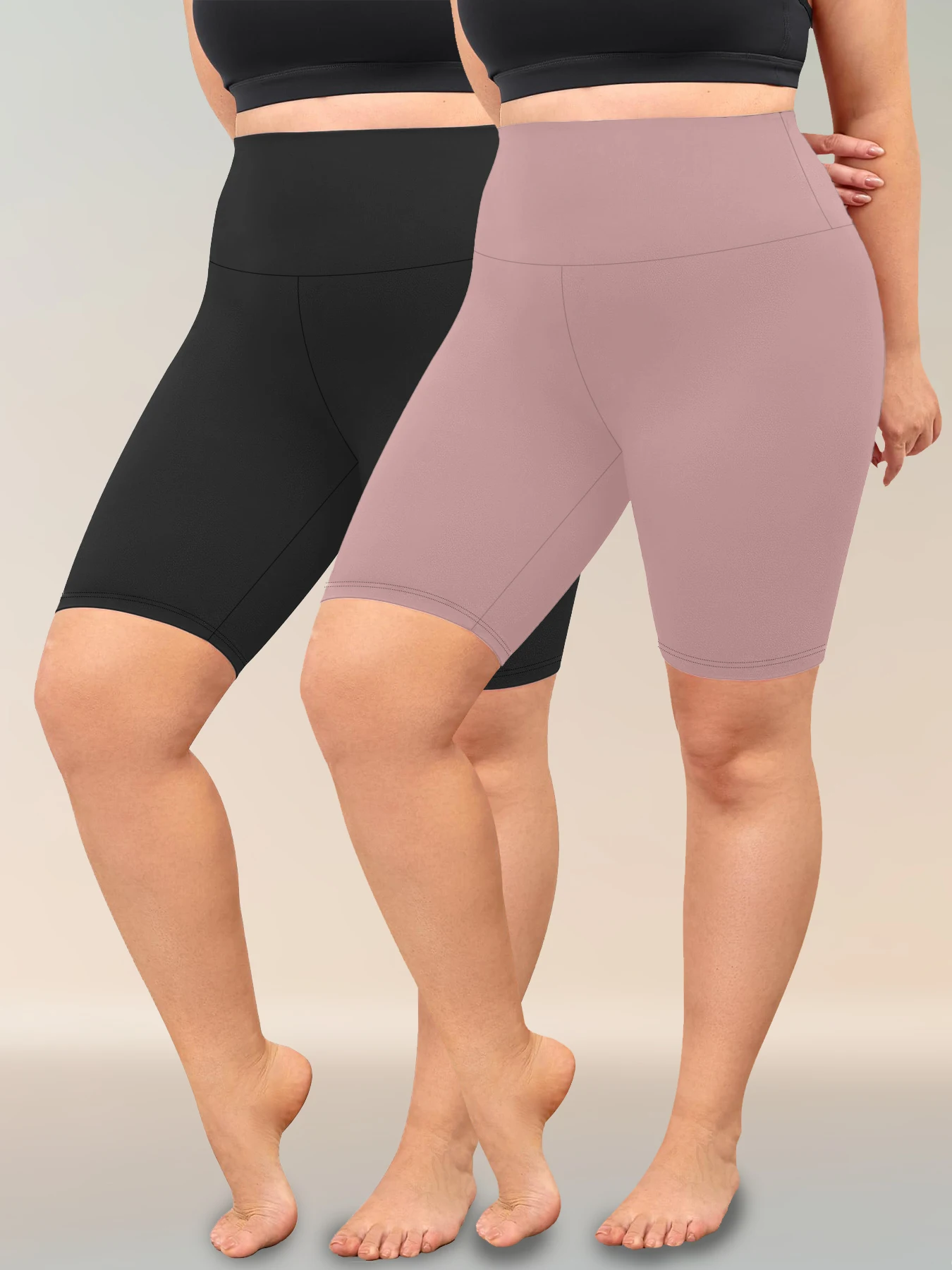 2 Pack Plus Size Biker Shorts for Women High Waisted Super Soft Workout Yoga Athletic Shorts Running - Image 6