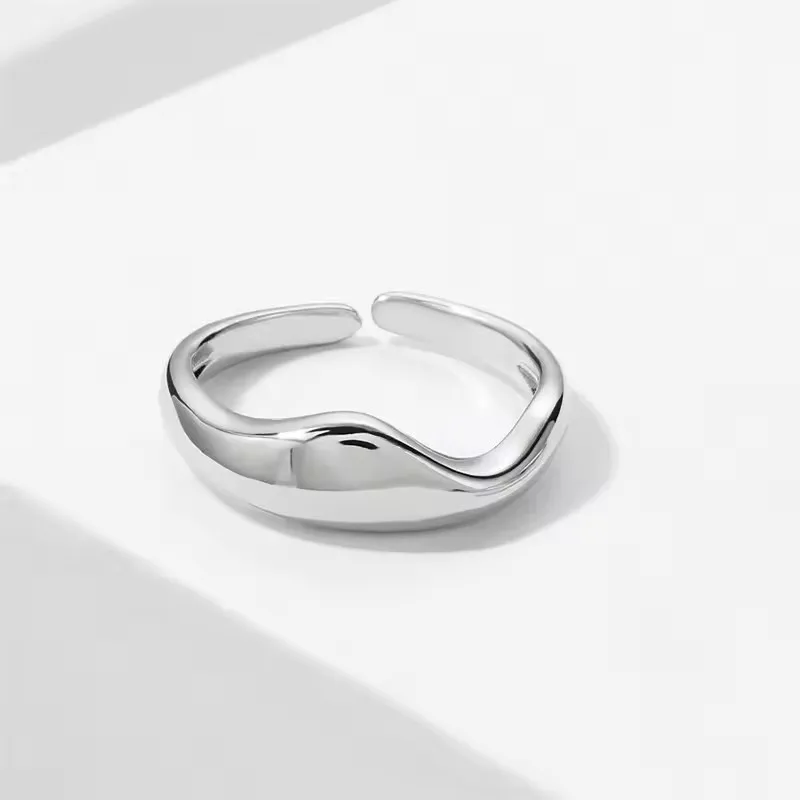 VENTFILLE 925 Sterling Silver Wave Ring – Adjustable Irregular Golden Stackable Band - Image 39