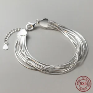 La Monada 16.5+4cm Simple Multilayer Bracelets For Women Silver 925 Snake Chain Minimalist Sterling 925 Silver Women's Bracelet