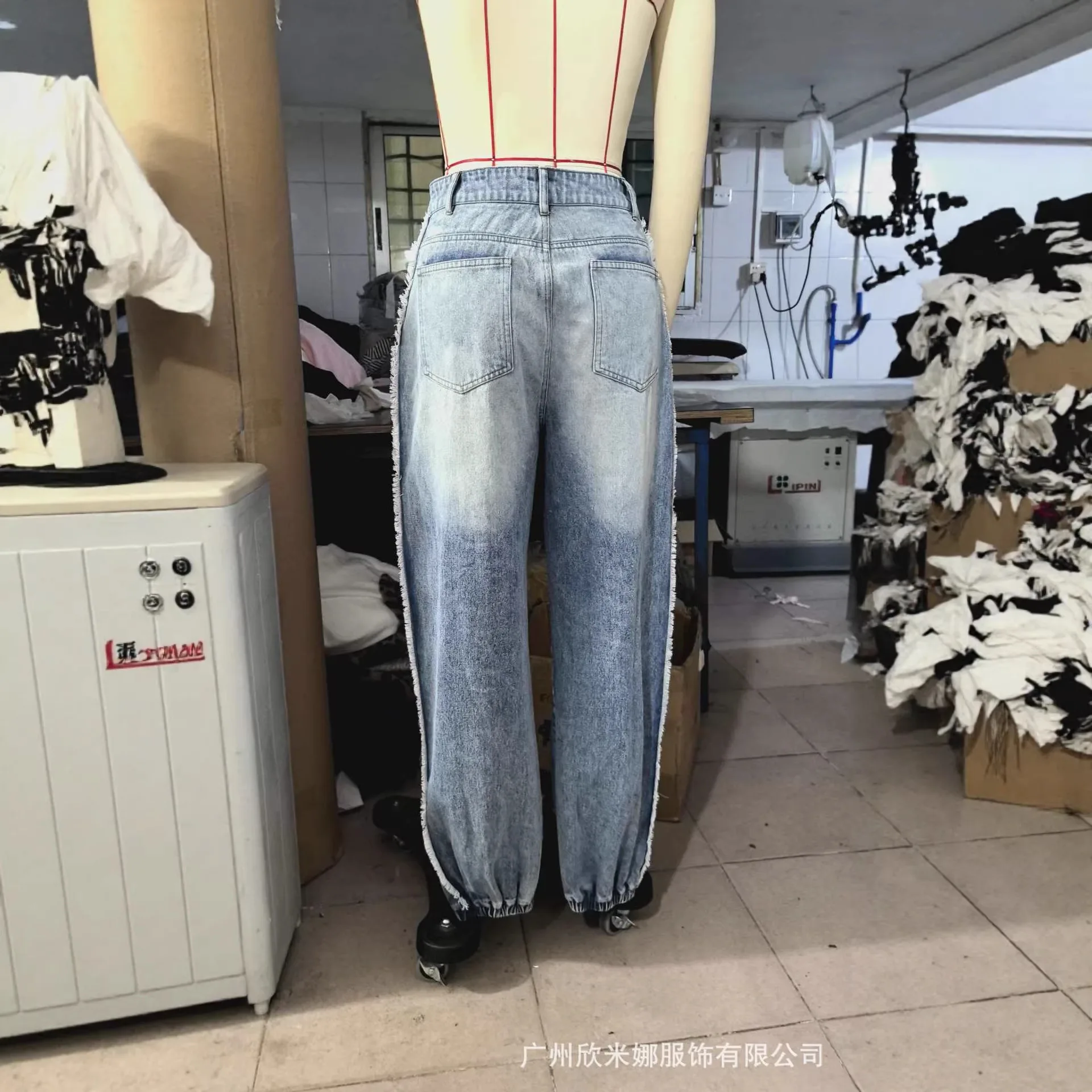 2026 New Summer Women's Washed Ripped Jeans Loose Straight Leg Drawstring Ankle Tied Casual Denim Pants For Daily - Image 4