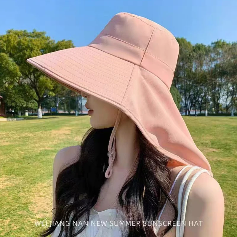New Summer Ponytail Hat with Large Brim Sun Visor Women's Neck Protection Fisherman's Hat Outdoor Hat - Image 10