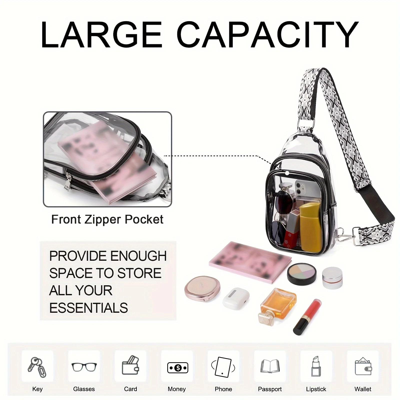Clear Bag For Stadium Events, Clear Bag Purses For Women Crossbody Transparent, Crossbody Purses For Concerts Sports - Image 3