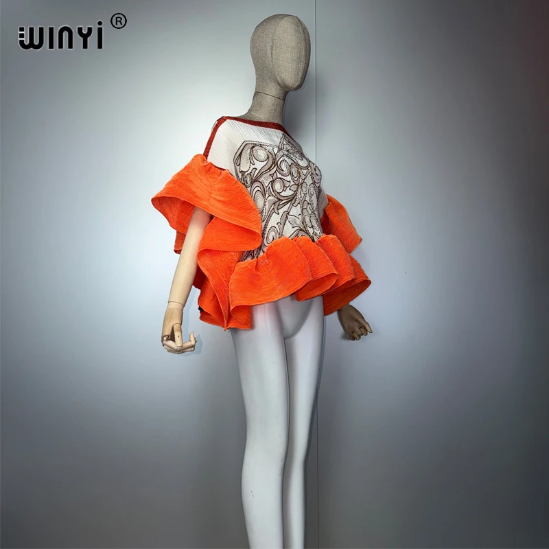 WINYI Summer Clothes Africa Pleated Elastic Casual Top Kawaii Jacket Beach Cover Up Women's T-Shirts Evening Dress - Image 6