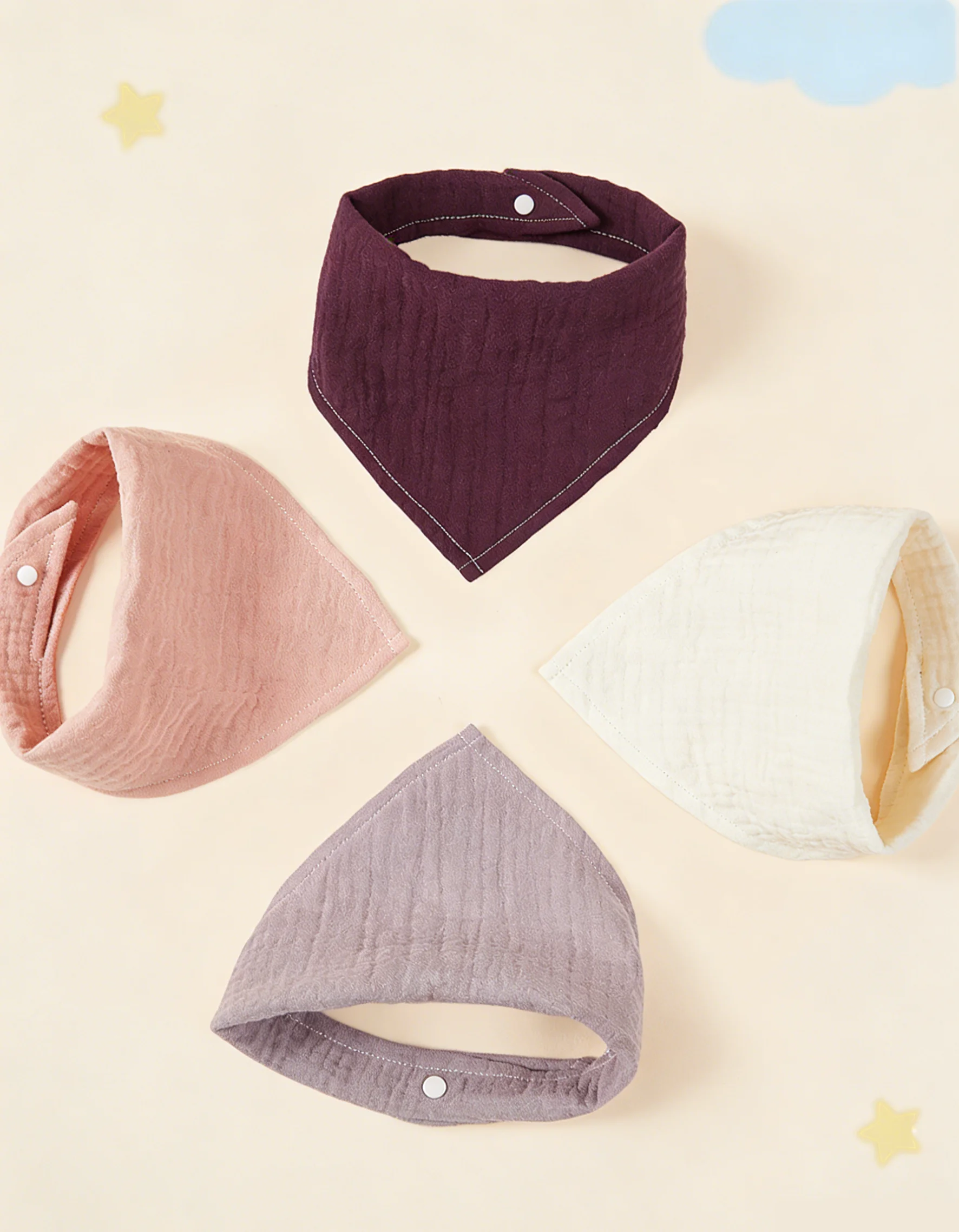 4pcs Baby Plain Bandana Bib - Image 4