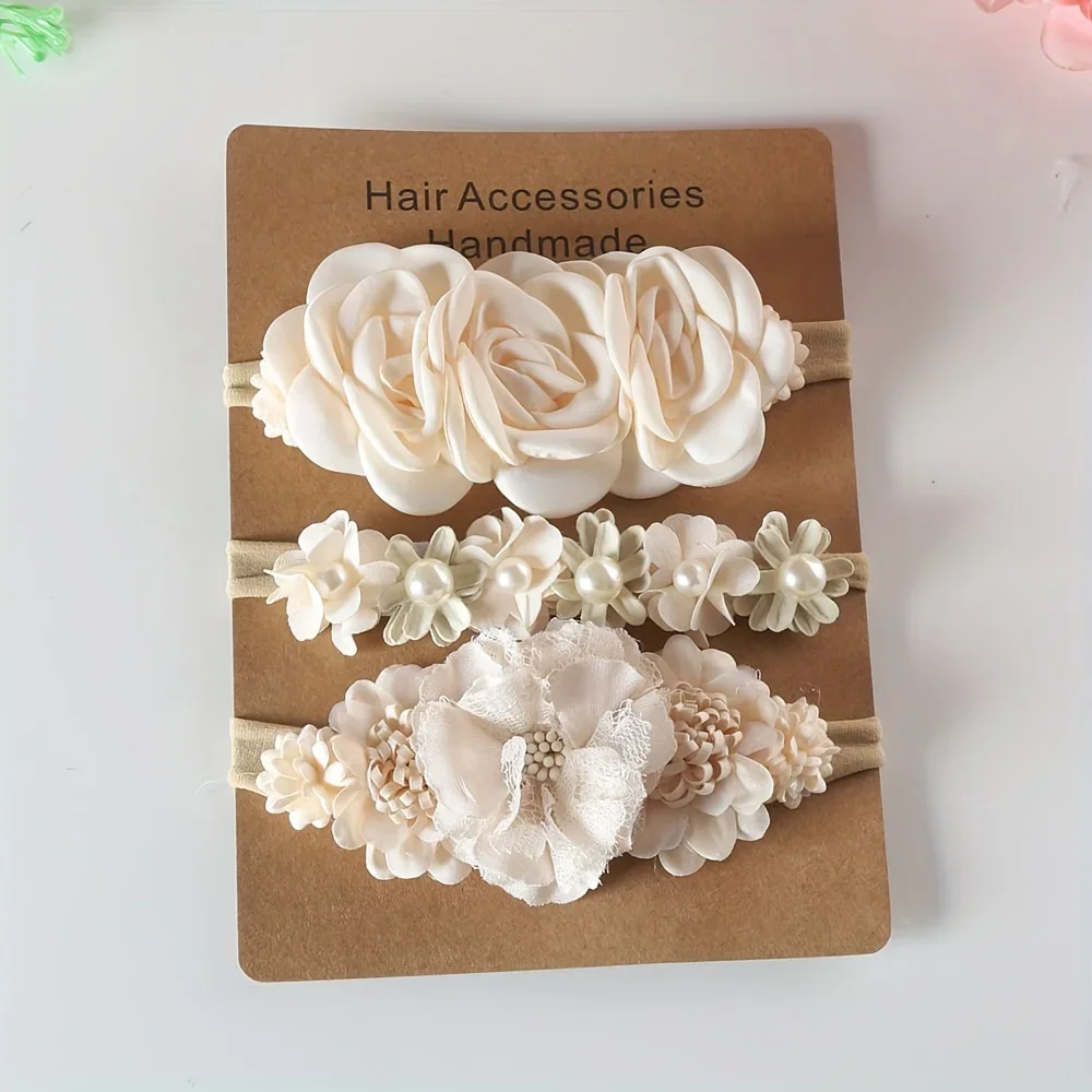 Baby Girl Headband Set Cute Baby Elastic Hair Band Flower Toddler Headbands Headwear Kids Accessories 3pcs/set - Image 12