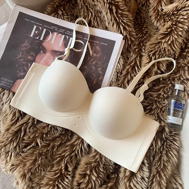 Sexy Seamless Half Cup Bra Women's Push Up Small Breast Showing Big Beautiful Back Bra No Wires Strapless Underwear - Image 7