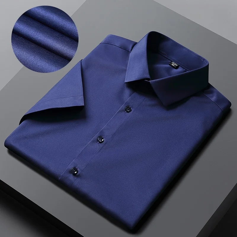 Men Shirts Short Sleeves Dress Shirts For Men Slim Fit Camisa Social Business Blouse White Office Shirt Men's Clothing S-4XL - Image 10