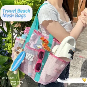 Swimming Bag Large Capacity Travel Beach Bag Portable Vacation Handheld Mesh Sport Storage Bag Multifunctional Breathable Organi