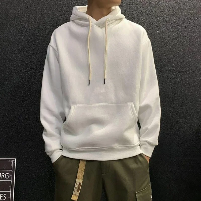Sweatshirts For Man Fleeced Green Men's Clothing Hooded Hoodies Solid Simple Elegant Hot Offers Sweat Shirt Welcome Deal Cheap - Image 2