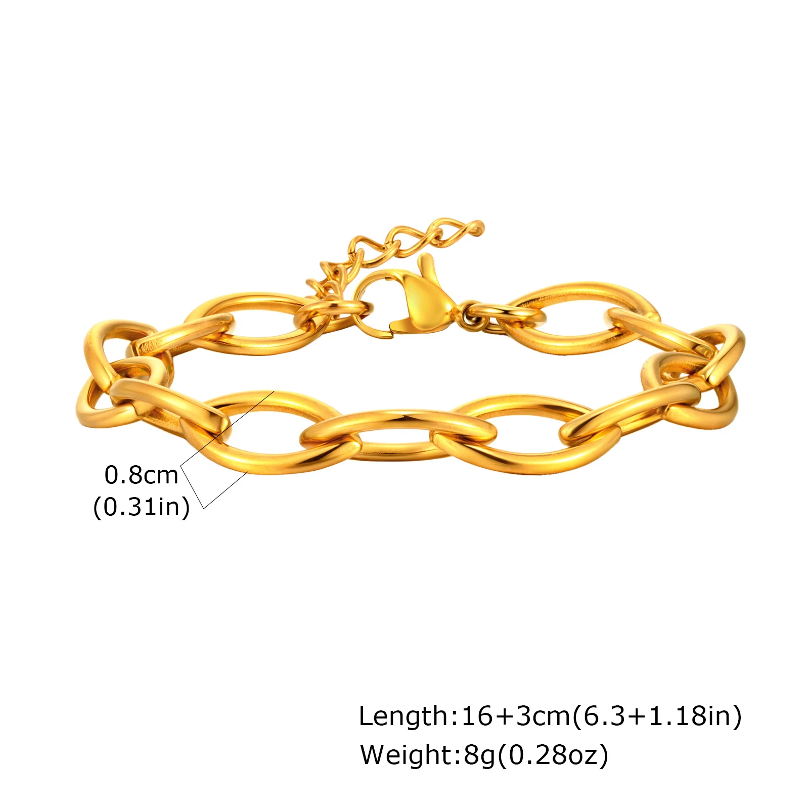 Chunky Stainless Steel Link Chain Bracelet For Woman, Gold Plated Layering Bracelets Wristband Waterproof Jewelry - Image 11