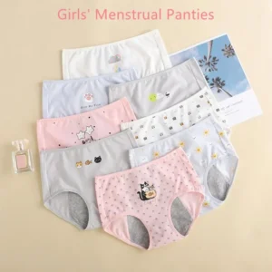 Cute Cartoon Print Girls Physiological Pants Breathable Cotton Menstrual Pants Leak-Proof Menstrual Safety Hygiene Briefs Bragas