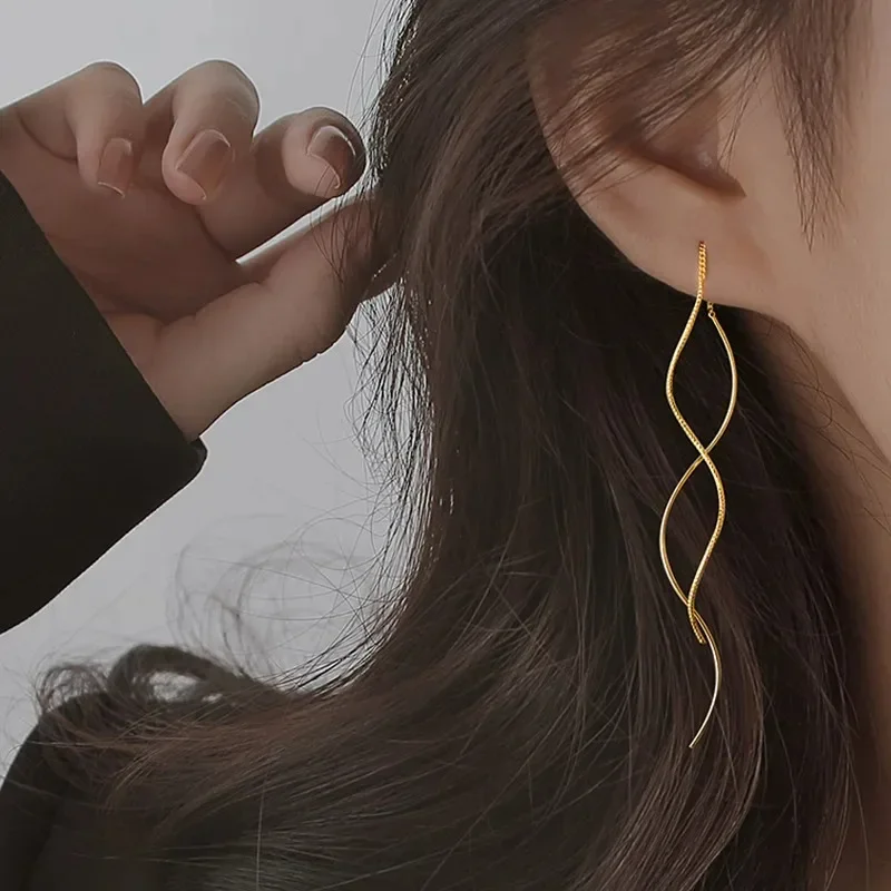 New Minimalist Long Wavy Fringe Earrings New Women Fashionable Hanging Earrings High-End Jewelry Minimalist Accessories Gifts - Image 2