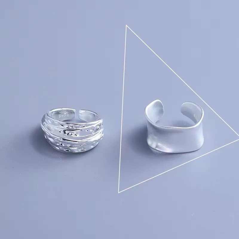 VENTFILLE 925 Sterling Silver Wave Ring – Adjustable Irregular Golden Stackable Band - Image 13