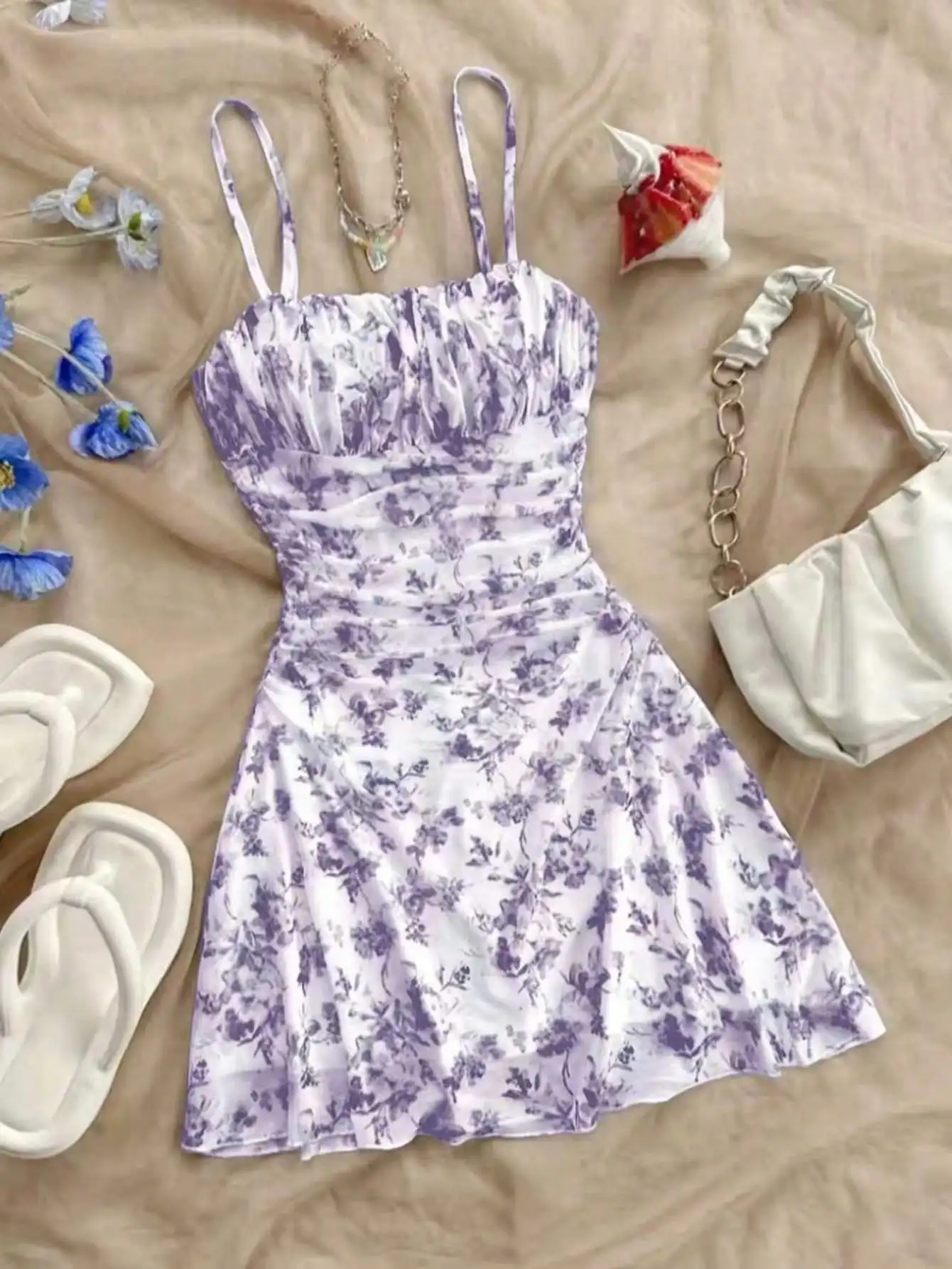 2026 Women's Summer Dress Youth New Flower Printed Hanging Neck Dress Fashionable and Elegant Four Seasons Children's Dress - Image 5