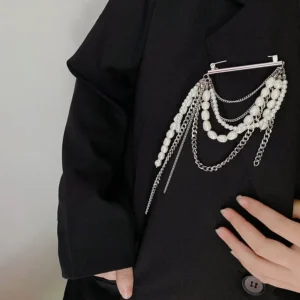 Women Elegant Luxury Pearl Pin Corsage Vintage French Multi-layer Tassel Chain High-end Brooch Noble Jewelry