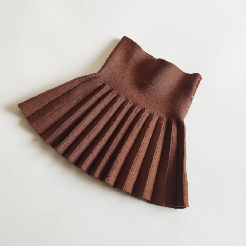 Children's Skirts2022 Autumn/Winter Girls' Skirts Children's Knitted Pleated Short Skirts High Waist Pleated Skirts Solid Color - Image 13