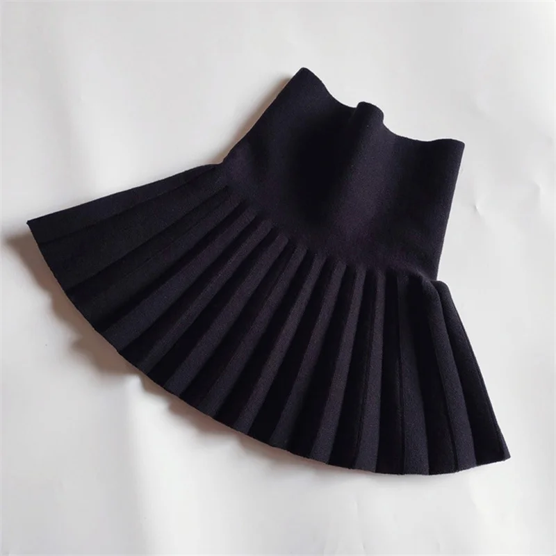 Children's Skirts2022 Autumn/Winter Girls' Skirts Children's Knitted Pleated Short Skirts High Waist Pleated Skirts Solid Color - Image 4