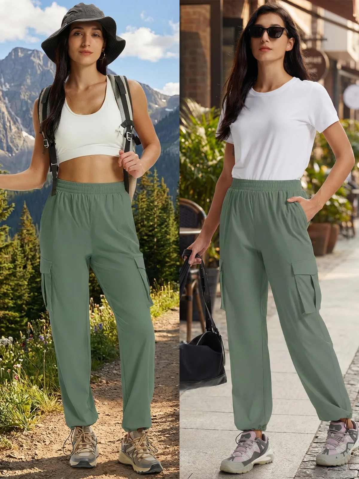 TACVASEN Women's Lightweight Quick Dry Adjustable Drawcords Hiking Pants Nylon Water Resistant Travel Cargo Pants with 5 Pockets - Image 5