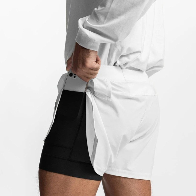 Men 2-Piece Activewear Set Half-Zip Pullover 2-in-1 Shorts Quick Dry Water Repellent Drop Shoulder Workout Running Tracksuit - Image 4