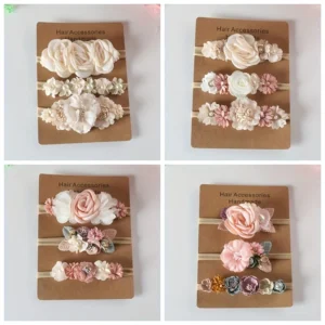 Baby Girl Headband Set Cute Baby Elastic Hair Band Flower Toddler Headbands Headwear Kids Accessories 3pcs/set