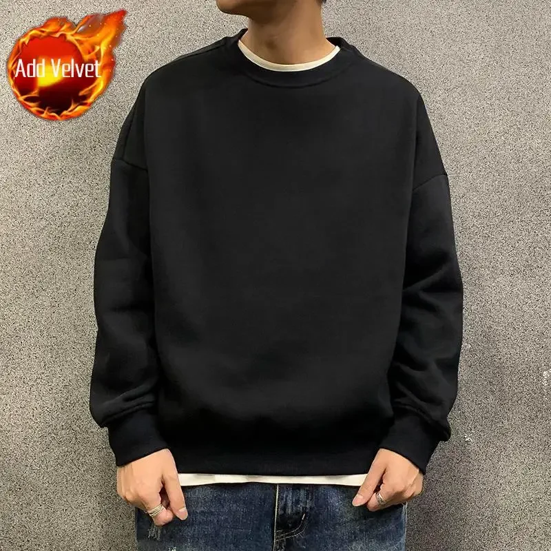 Sweatshirts For Man Fleeced Green Men's Clothing Hooded Hoodies Solid Simple Elegant Hot Offers Sweat Shirt Welcome Deal Cheap - Image 15
