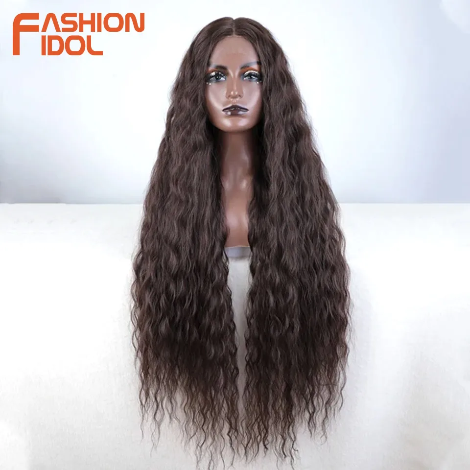 FASHION IDOL Synthetic Lace Wigs 42 Inch Long Cosplay Curly Hair Blonde 613 Pink Colorful Wigs For Woman Synthetic Lace Wig - Image 13