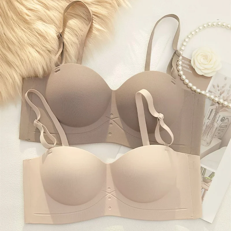 Sexy Seamless Half Cup Bra Women's Push Up Small Breast Showing Big Beautiful Back Bra No Wires Strapless Underwear - Image 2