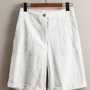 Women's High-Waisted Linen Shorts – Casual Multi-Color Gym & Sports Shorts