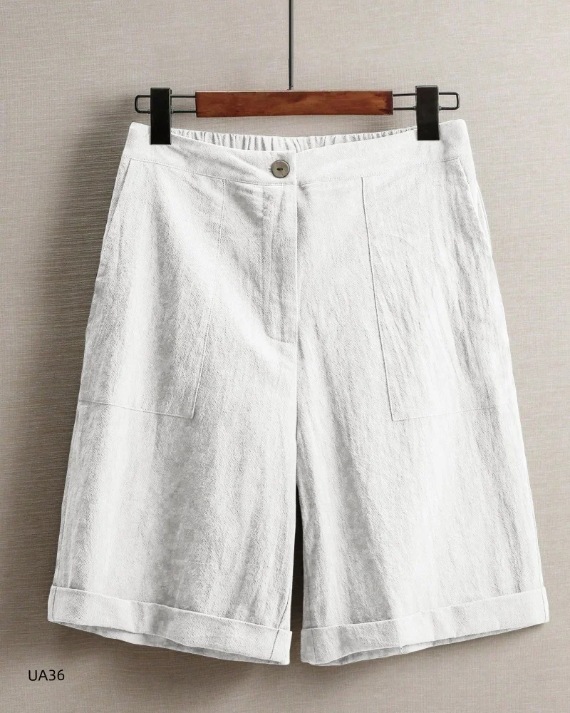 Women's High-Waisted Linen Shorts – Casual Multi-Color Gym & Sports Shorts