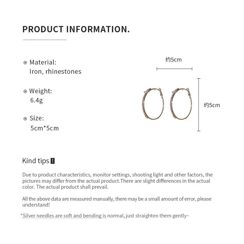 Shiny Big Circel Cross Hoop Earrings for Women Exquisite Rhinestones Ear Buckles Earrings High-end Geometric Ear Rings Jewelry - Image 6