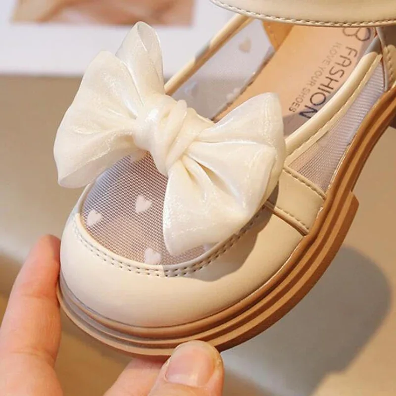 Size 23-35 Children Flat Shoes Lace Girls Princess Shoes with Bow Spring Autumn Summer Wedding Small Leather Shoes - Image 4