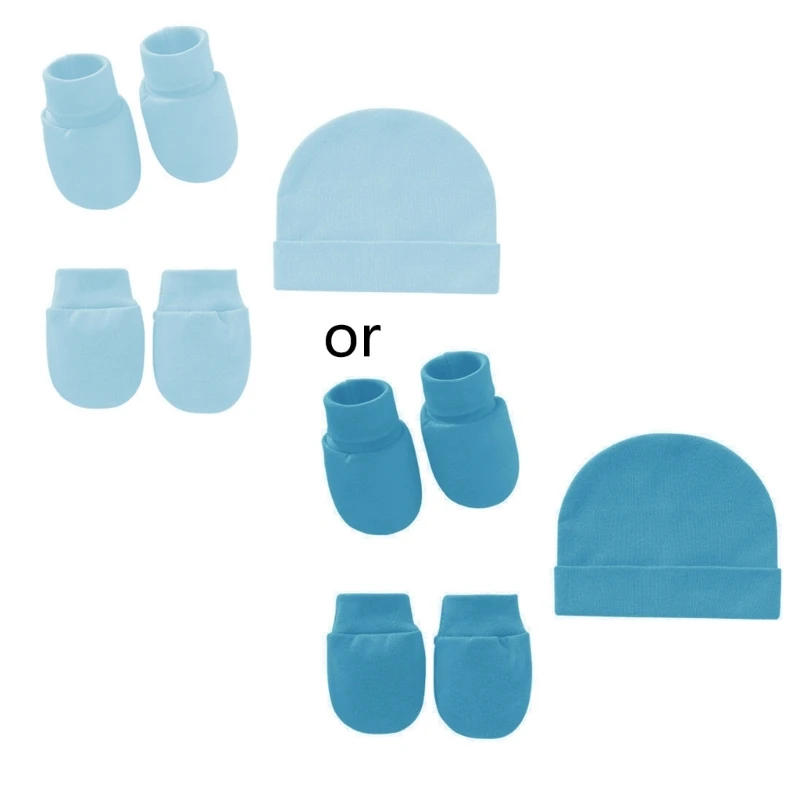Baby Anti Scratching Soft Cotton Gloves+Hat+Foot Cover Set Newborn Mittens Socks Beanies Cap Kit for Infants Shower Gifts H3CD - Image 19