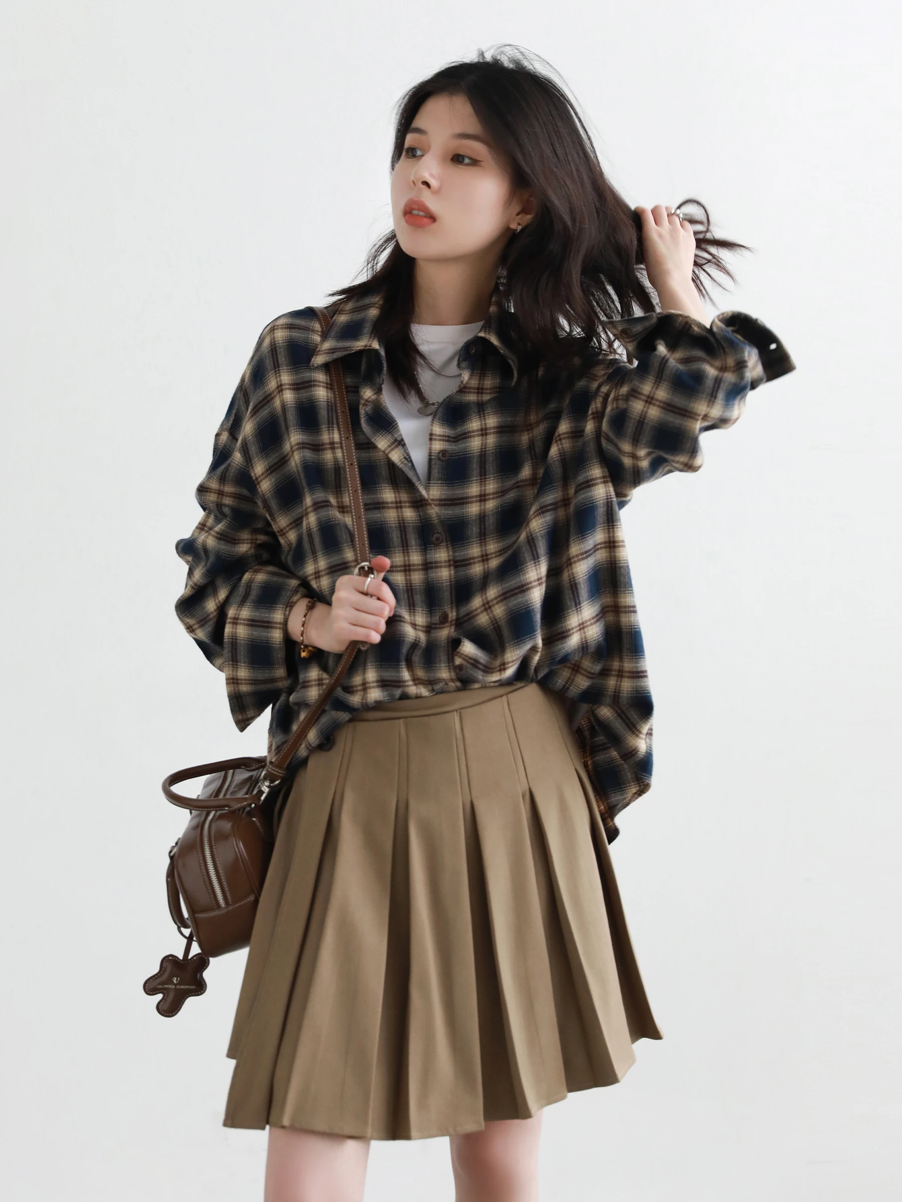 CHIC VEN Women Shirts Loose Casual New Sanding Plaid Shirt Long Sleeve Medium Long Length Blouses Female Tops Spring Autumn 2025 - Image 3