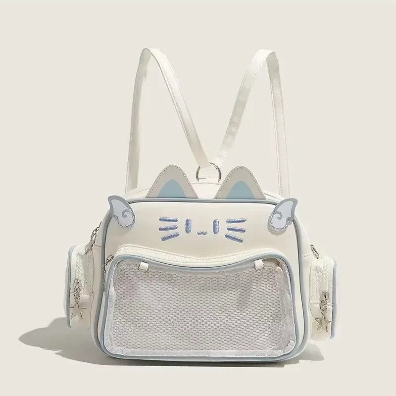 New Y2K Korean Kawaii Cat Ita Bag Cute PU Shoulder Bag Girls Transparent Pocket Harajuku Crossbody Bag Women's Fashion Backpacks - Image 8