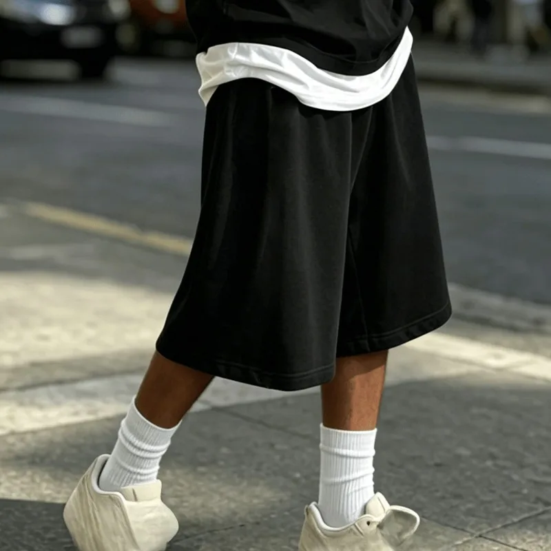 Men's Sports Casual Shorts, Wide Leg Straight Leg Shorts, Trendy Street Style, Summer New Casual Sports Shorts