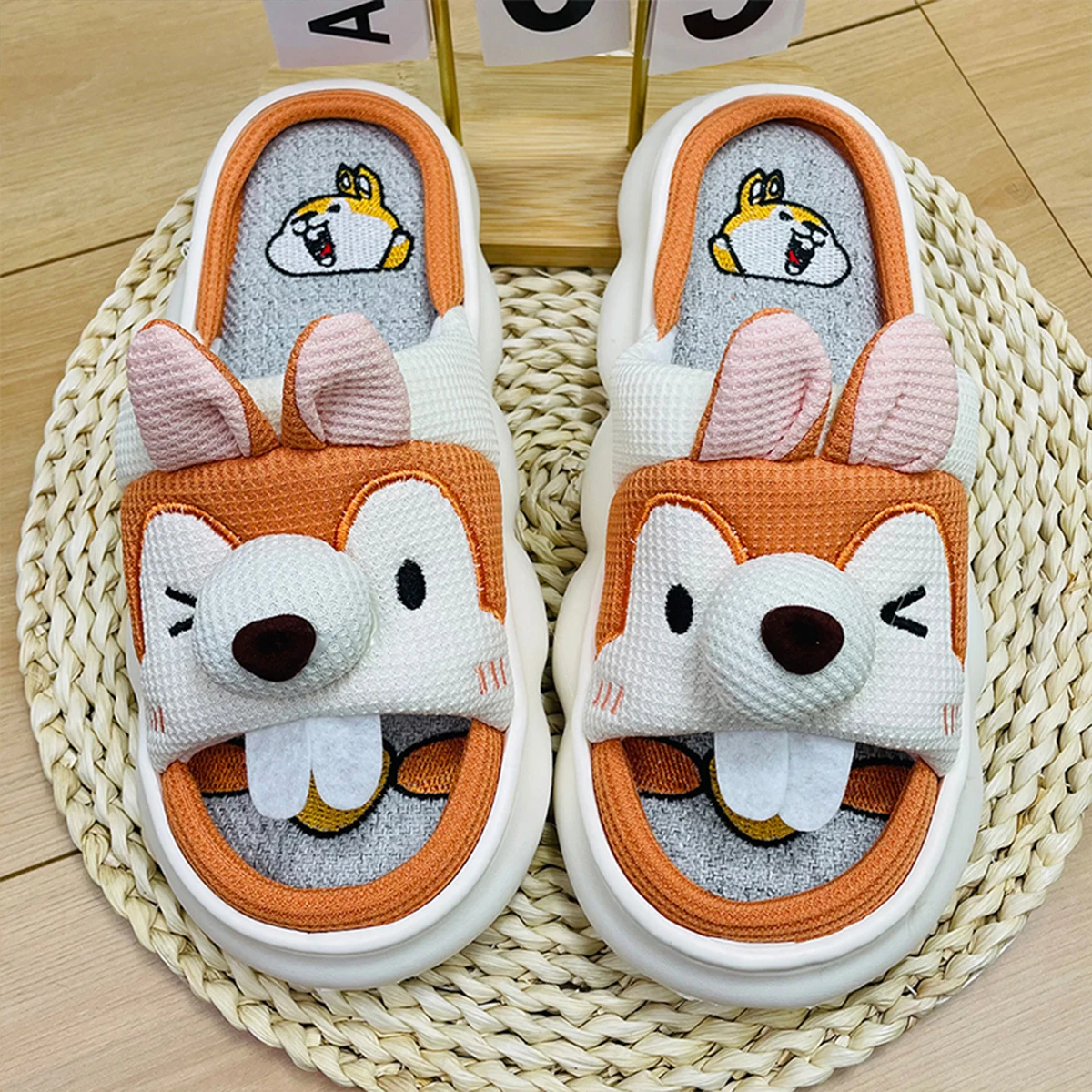 Mo Dou All Senson Designer Slippers Cute Cartoon Lovely Animals Bedroom Cotton Home Shoes Indoor Thick Sole Couples Men Women - Image 16